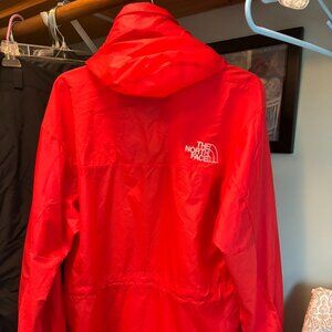 North Face Red Half Zip Mens Small Windbreaker with Stowaway Pocket